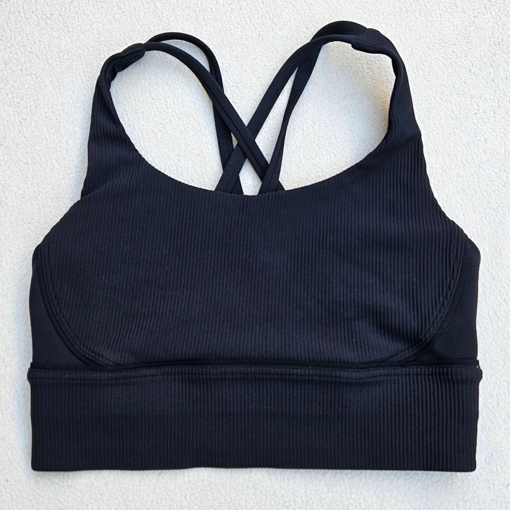 Lululemon Energy Black Longline Ribbed Sports Bra